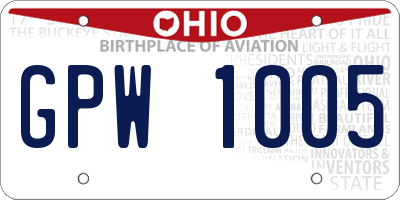OH license plate GPW1005