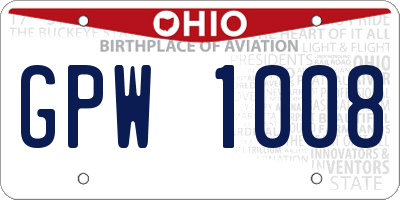 OH license plate GPW1008