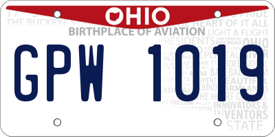 OH license plate GPW1019