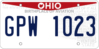 OH license plate GPW1023