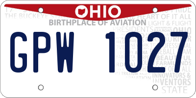 OH license plate GPW1027