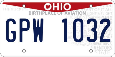 OH license plate GPW1032