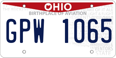 OH license plate GPW1065