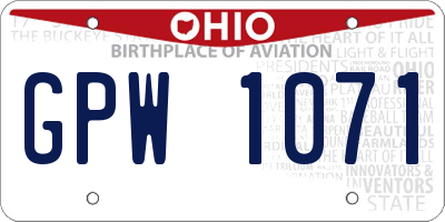 OH license plate GPW1071