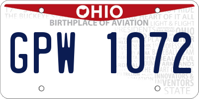 OH license plate GPW1072