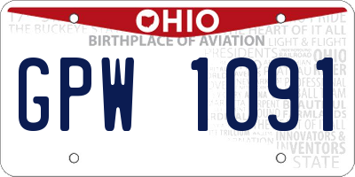 OH license plate GPW1091