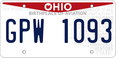 OH license plate GPW1093