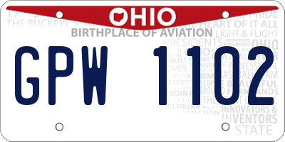 OH license plate GPW1102