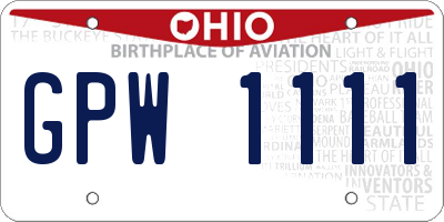 OH license plate GPW1111