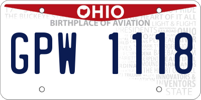 OH license plate GPW1118