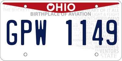 OH license plate GPW1149