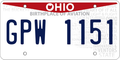 OH license plate GPW1151