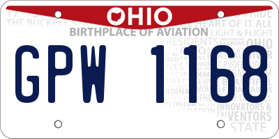 OH license plate GPW1168