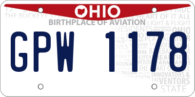 OH license plate GPW1178