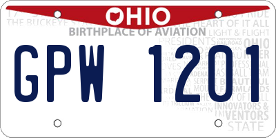 OH license plate GPW1201