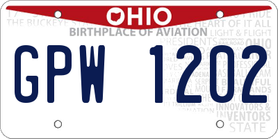 OH license plate GPW1202