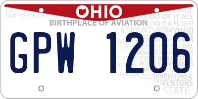 OH license plate GPW1206