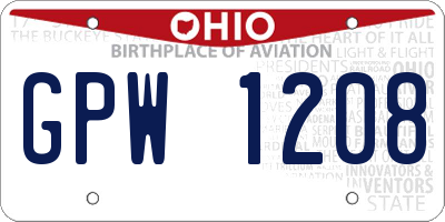 OH license plate GPW1208
