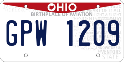 OH license plate GPW1209