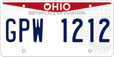 OH license plate GPW1212