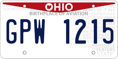 OH license plate GPW1215