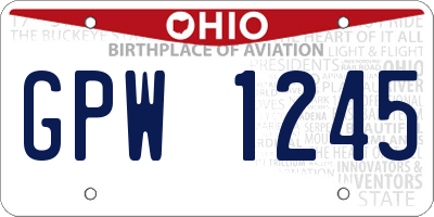 OH license plate GPW1245