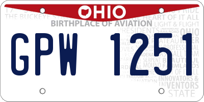 OH license plate GPW1251