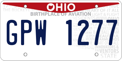 OH license plate GPW1277
