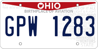 OH license plate GPW1283