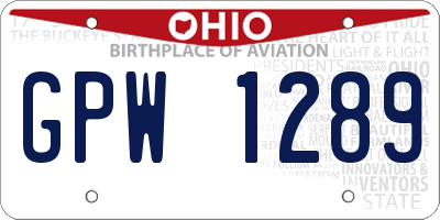 OH license plate GPW1289