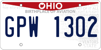 OH license plate GPW1302