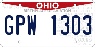 OH license plate GPW1303