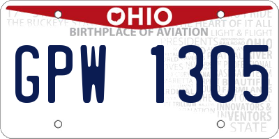 OH license plate GPW1305