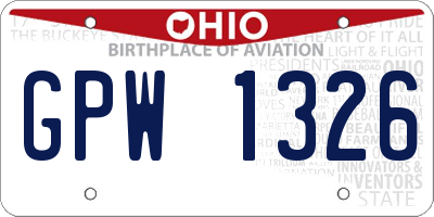 OH license plate GPW1326