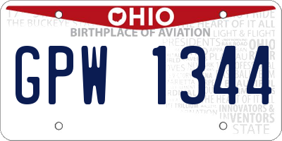 OH license plate GPW1344