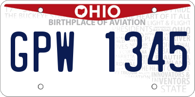 OH license plate GPW1345