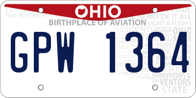 OH license plate GPW1364