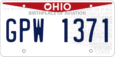OH license plate GPW1371