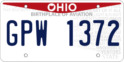 OH license plate GPW1372