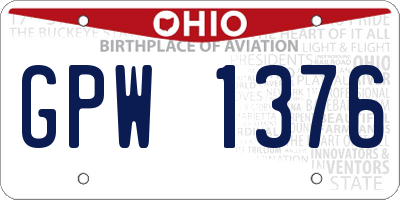 OH license plate GPW1376