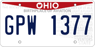 OH license plate GPW1377