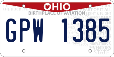 OH license plate GPW1385