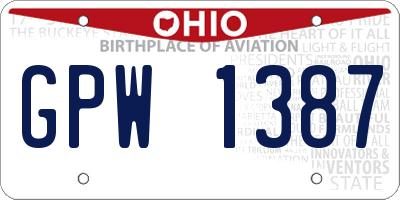 OH license plate GPW1387