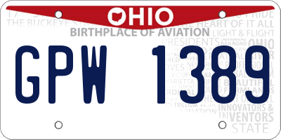 OH license plate GPW1389
