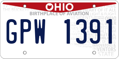 OH license plate GPW1391