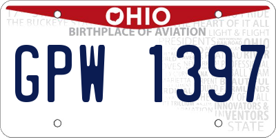 OH license plate GPW1397