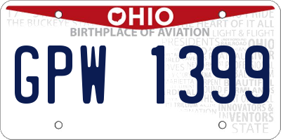 OH license plate GPW1399