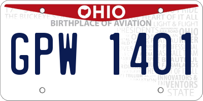 OH license plate GPW1401