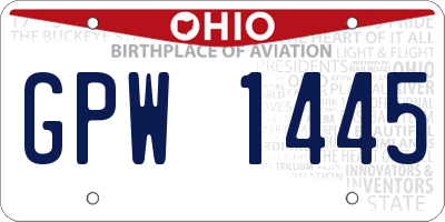 OH license plate GPW1445