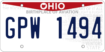 OH license plate GPW1494
